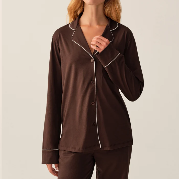 Leichter Damen‑Pyjama‑Set mit Kragen