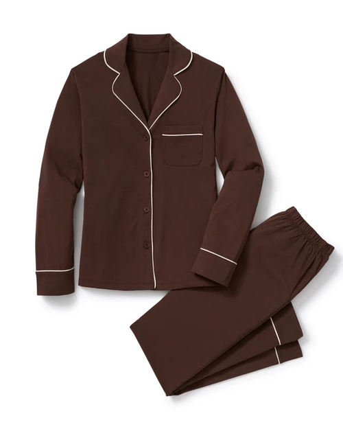 Leichter Damen‑Pyjama‑Set mit Kragen