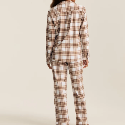 Kariertes Damen‑Pyjama‑Set mit Perlmuttknöpfen