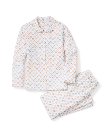 Damen‑Pyjama‑Set mit Print und Wellenstickerei