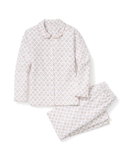 Damen‑Pyjama‑Set mit Print und Wellenstickerei