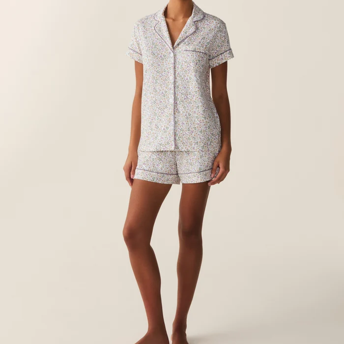 Kurzarm‑Damen‑Pyjama‑Set mit zartem Blumenprint