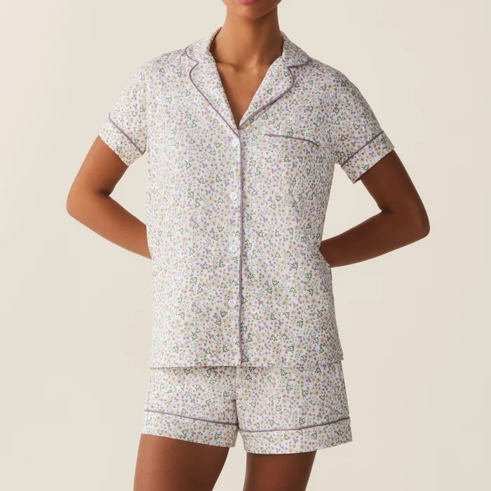 Kurzarm‑Damen‑Pyjama‑Set mit zartem Blumenprint
