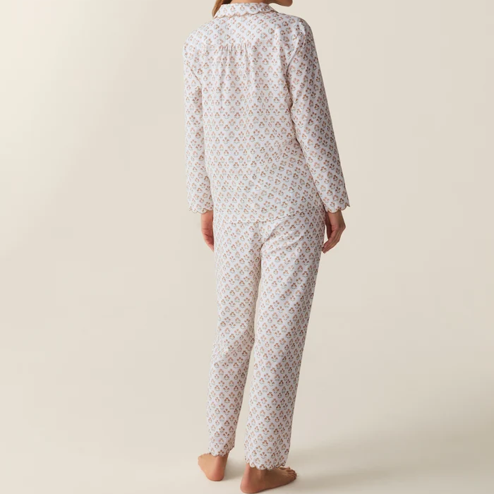 Damen‑Pyjama‑Set mit Print und Wellenstickerei