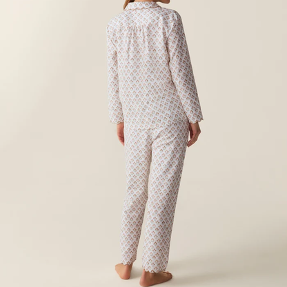 Damen‑Pyjama‑Set mit Print und Wellenstickerei