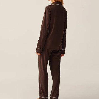 Leichter Damen‑Pyjama‑Set mit Kragen