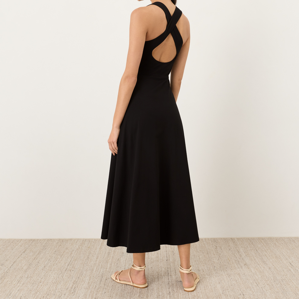 Maxikleid mit Kreuz‑Rücken und integriertem BH